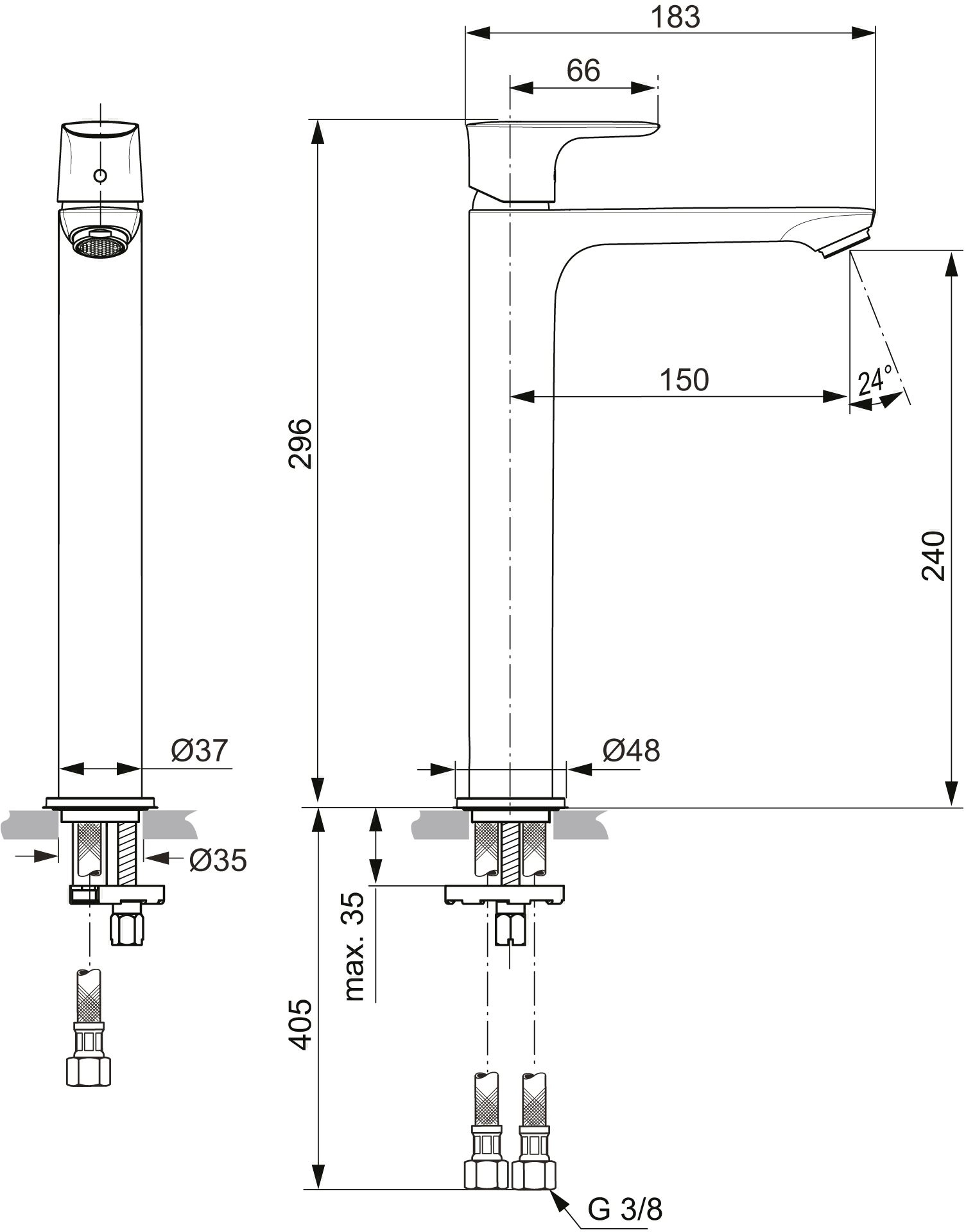 Baterie lavoar înalt Ideal Standard Atelier Connect Air A7027AA