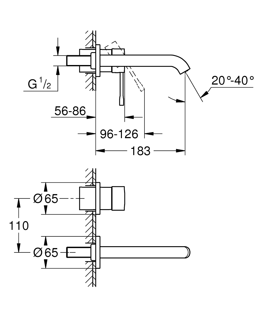 Смеситель встраиваемый для раковины Grohe Essence Hard Graphite 29192A01