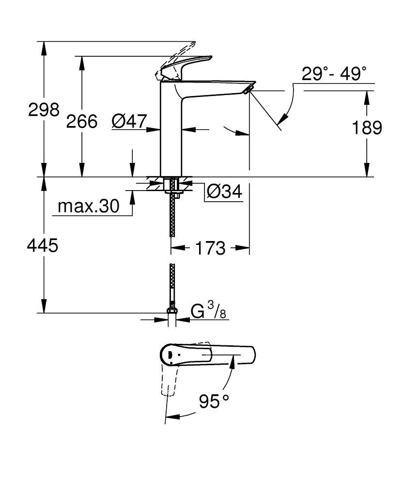 Смеситель для раковины высокий Grohe Eurosmart OHM XL 24164003/23971003