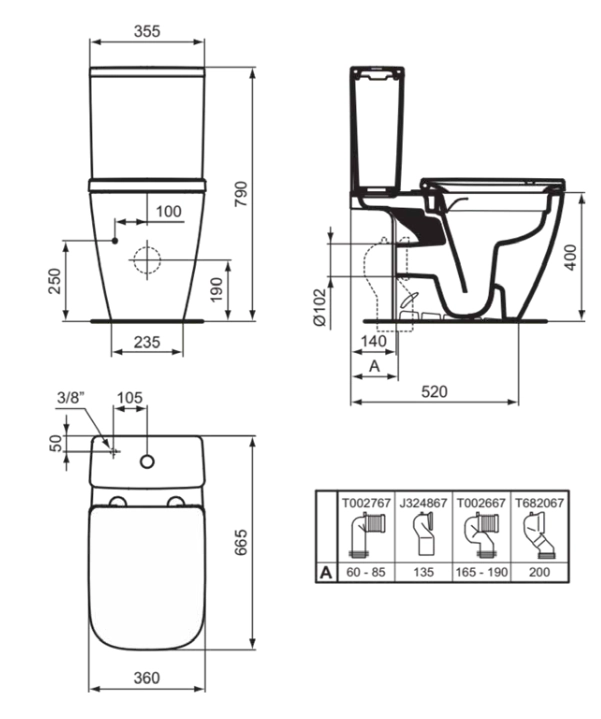 Резервуар для унитаза Ideal Standard I.Life B Grey T472358)