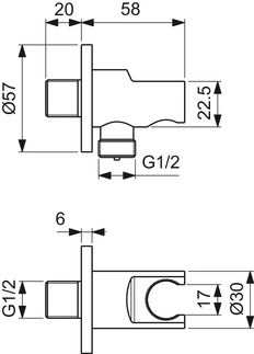 Шланговое подключение с держателем 1/2 Ideal Standard IdealRain Silver Storm BC807GN