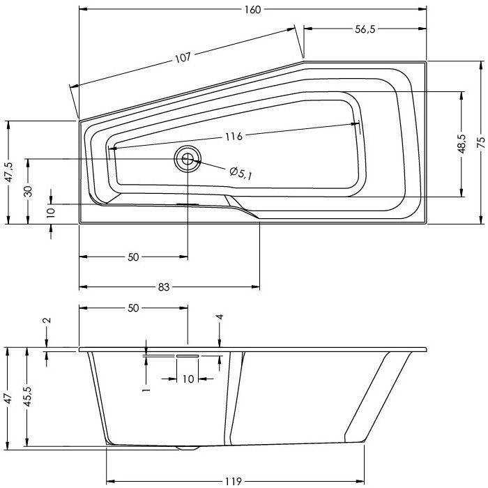 Ванна акриловая Riho Rethink Space 160x75 ЛЕВ B112001005 — 6