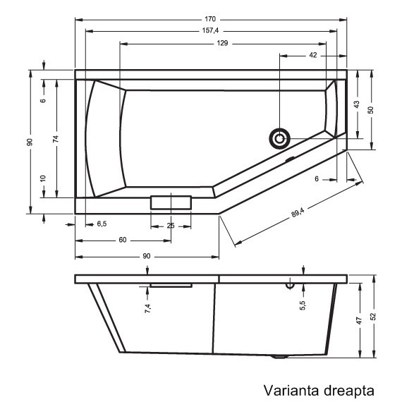 Ванна акриловая Riho Geta 170x90 ЛЕВ B032001005 — 4