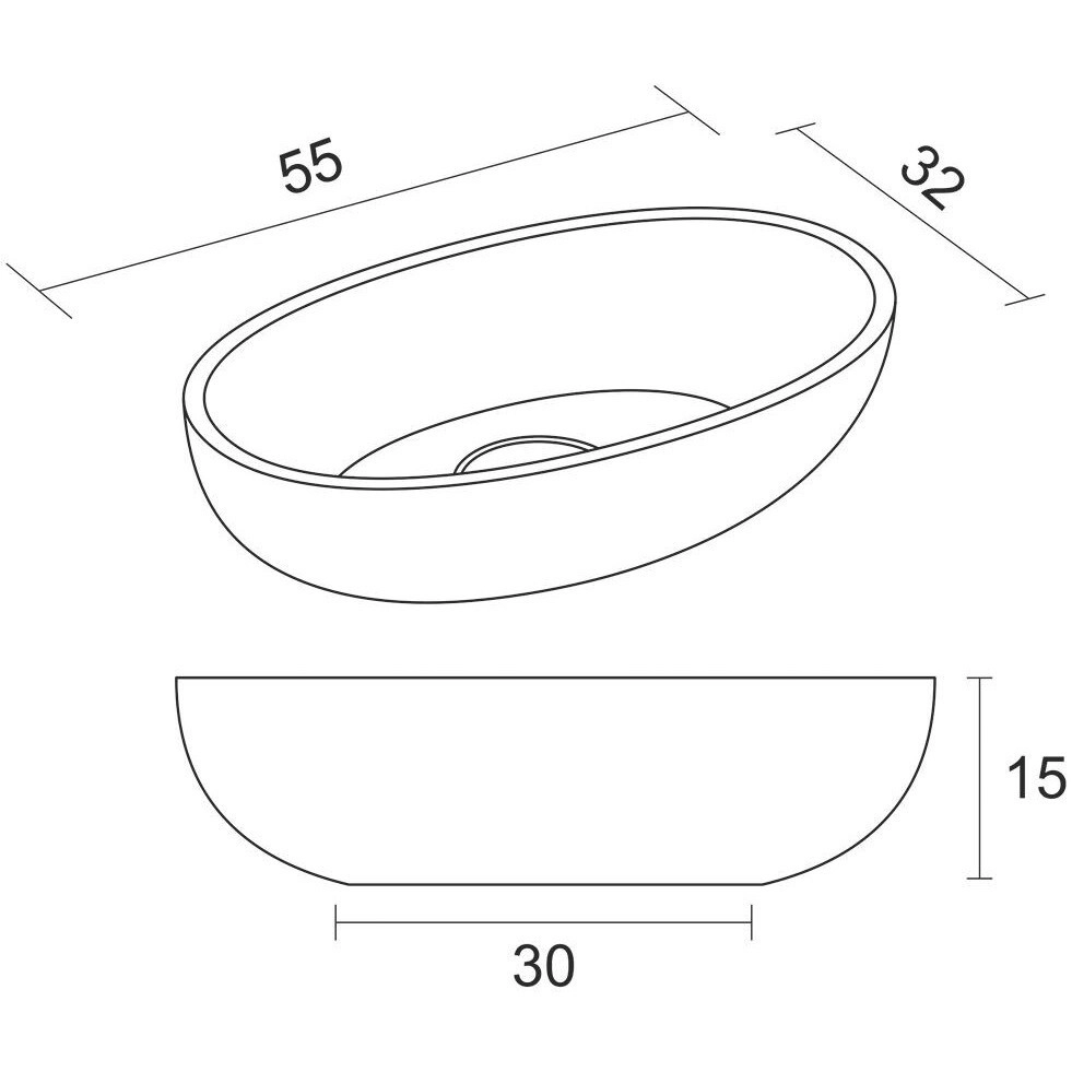 Lavoar pe blat Solid Surface Riho Escala 55x32 — 4
