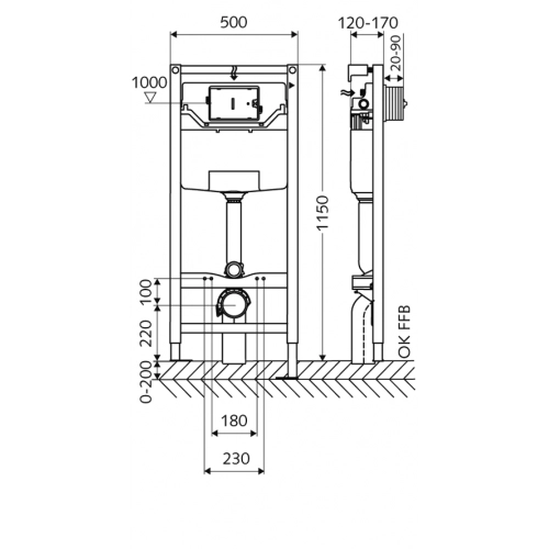 Rama pentru suspendarea WC Schell Montus C120 030570099 — 2