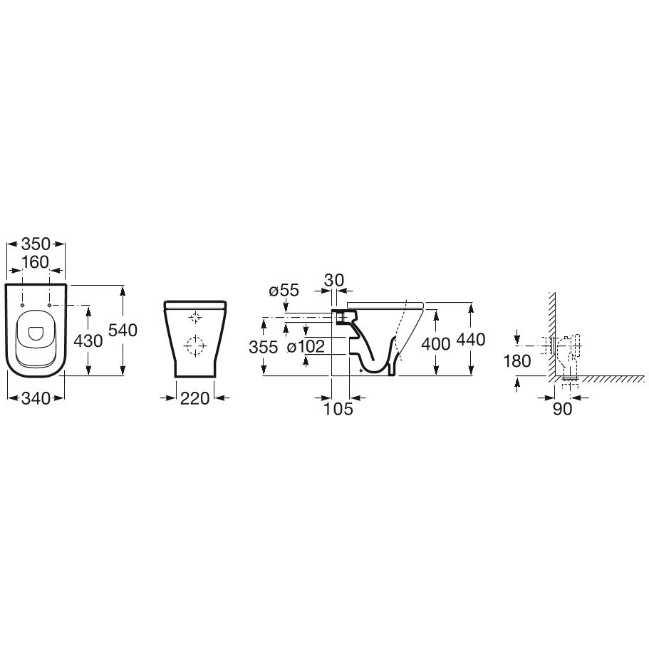 Vas WC monobloc Roca The Gap BTW Rimless A347737000