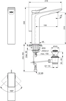 Baterie lavoar înalt Ideal Standard Atelier Conca BC757AA