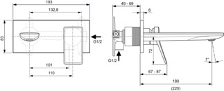 Смеситель встраиваемый для раковины Ideal Standard Atelier Conca A7371AA