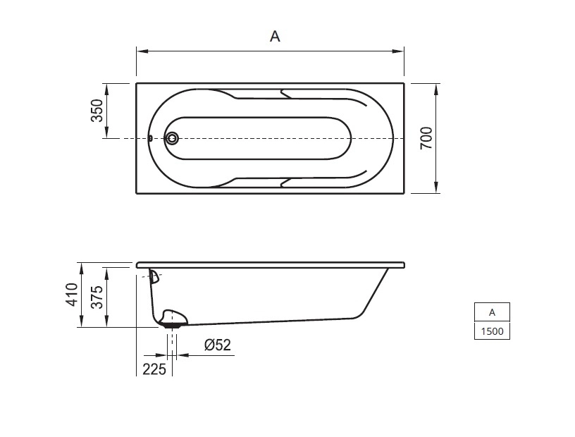 Ванна акриловая Roca Tazia 150x70 A248397000 — 2