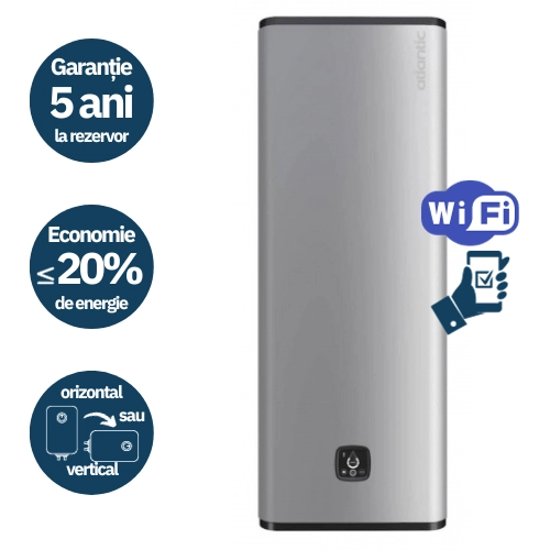 Электрический бойлер плоский Atlantic Vertigo Steatite Wi-Fi 80 Л Silver — 2