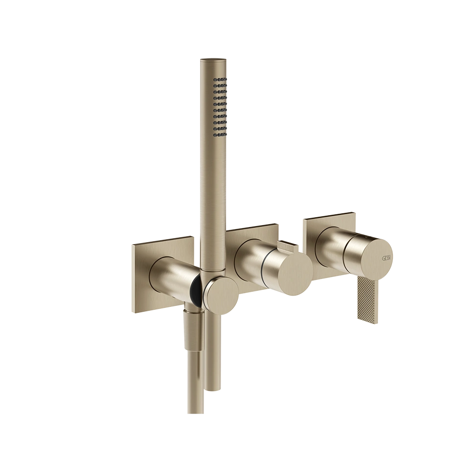 Baterie duș încastrată 2 cai Gessi Inverso Diamantato Brushed Nickel + set dus