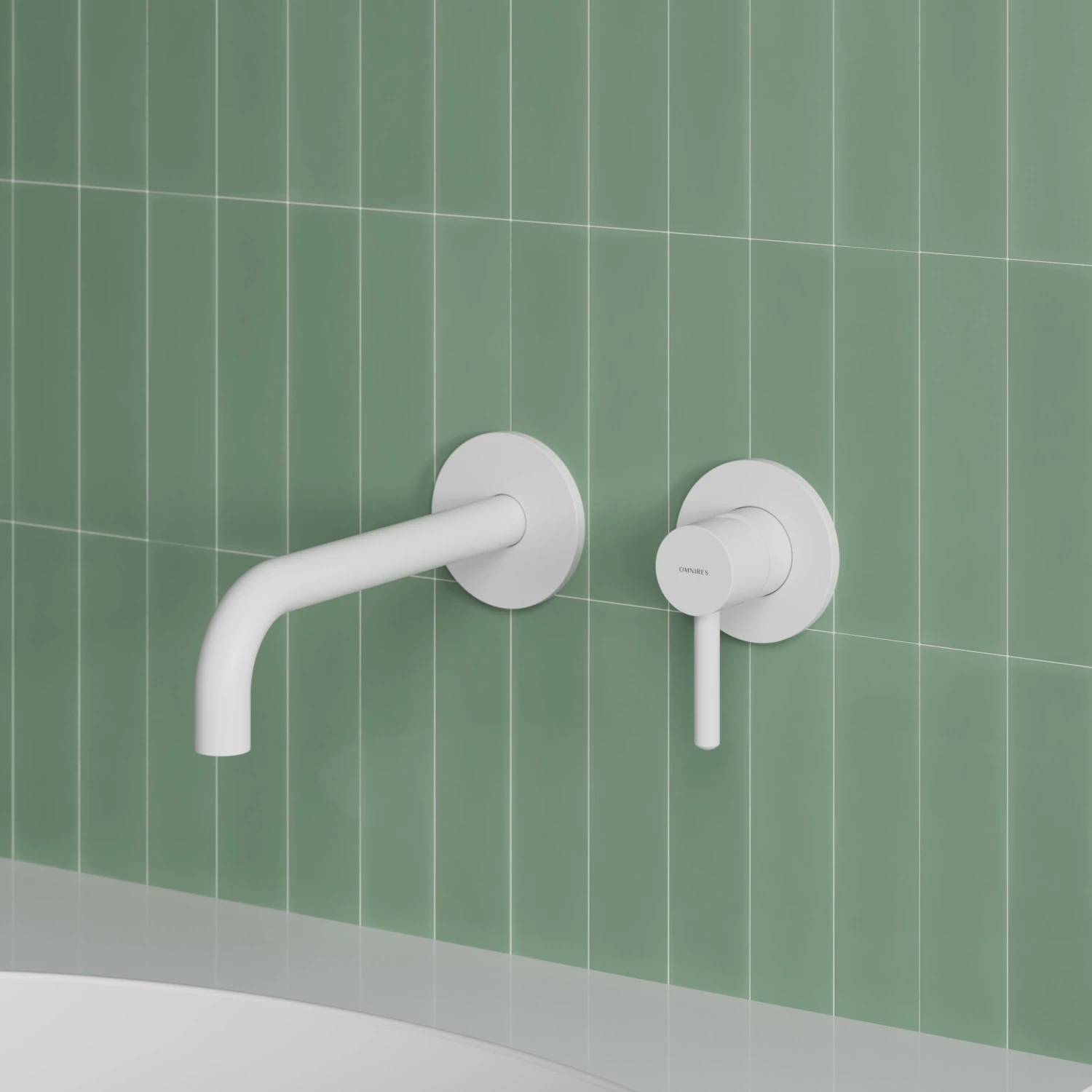 Baterie încastrată lavoar Omnires Y (Pipa 19-21 cm) Matt White Y1215HLWM