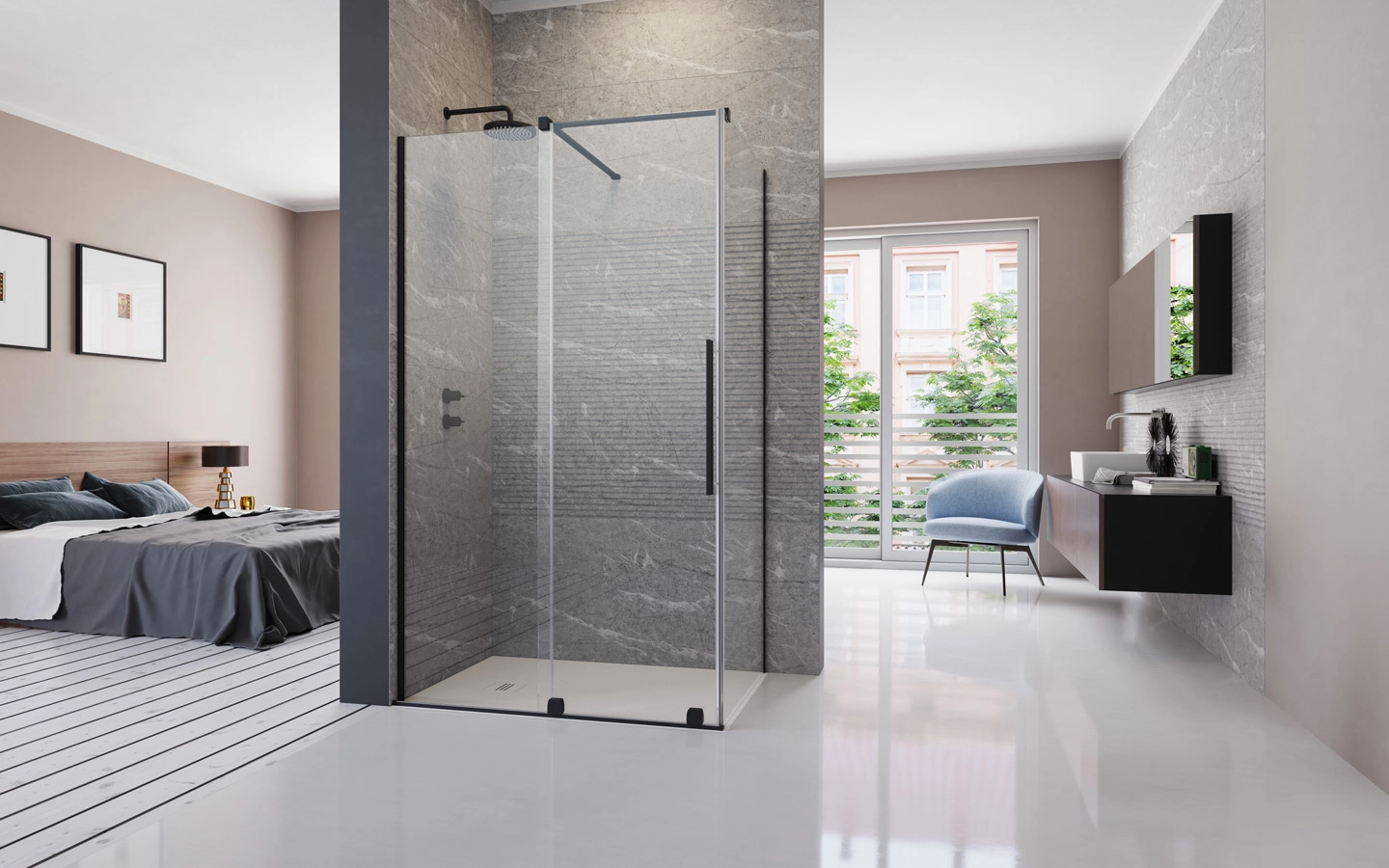 Cabina dus Radaway Furo Black KDJ 120x80/90/100